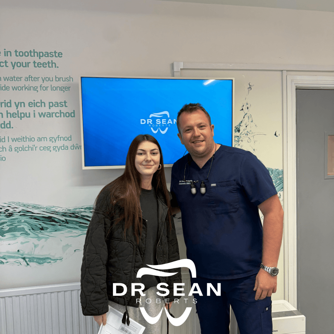 Dr Sean Roberts with a patient at Friars Dental Clinic in Aberystwyth
