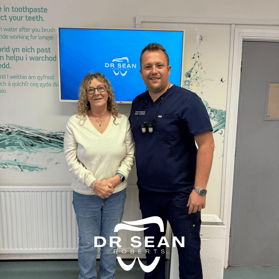 Dr Sean Roberts with a patient at Friars Dental Clinic in Aberystwyth
