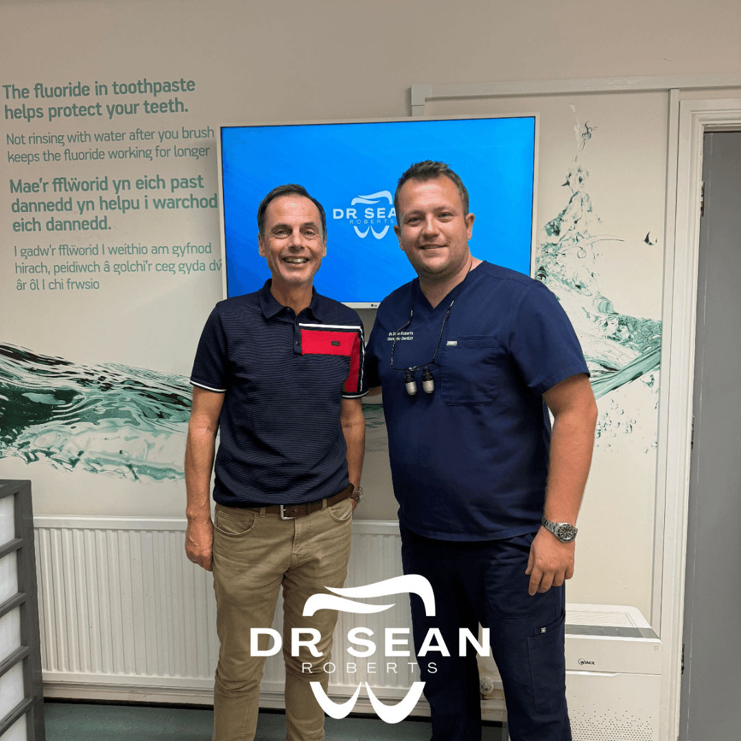 Dr Sean Roberts with a patient at Friars Dental Clinic in Aberystwyth